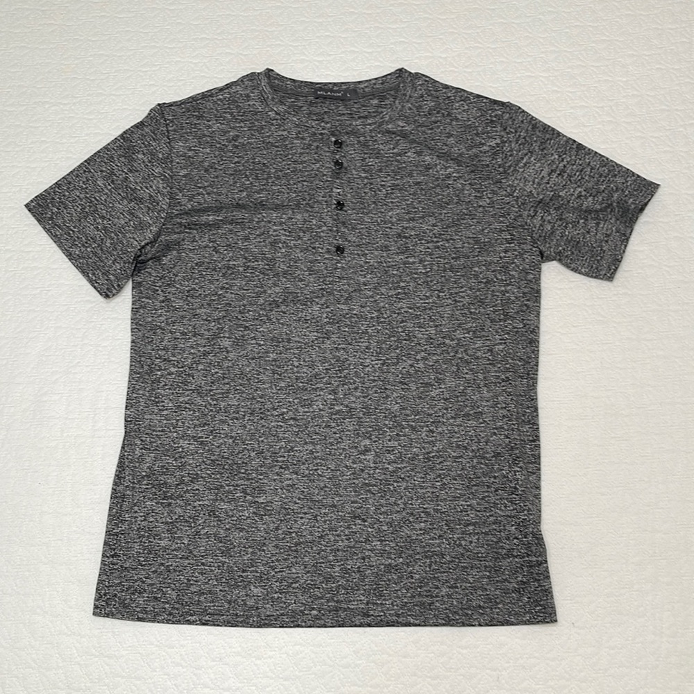 Mlanm Soft Fabric Formal Casual Silky Tee Button Shirts Men Size Large